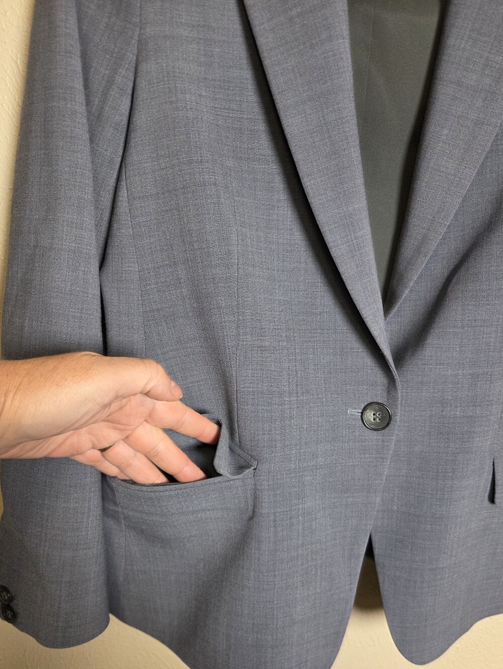 Theory Gabe B 2 Urban Blazer Jacket Women's 8 Blue Wool Notched Lapel 1 Button - Picture 5 of 12